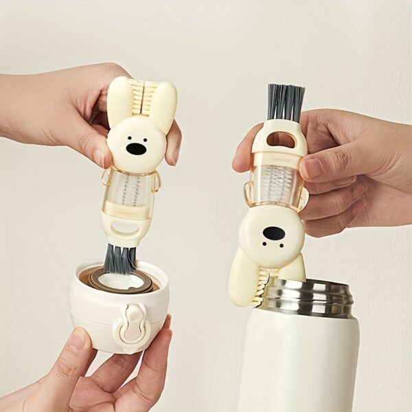 Cute Bear Multi-Function Cleaning Brush 4 Detachable Heads Cup Cleaner (1PC)