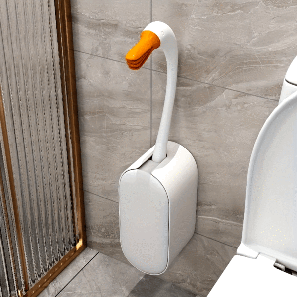 Elegant Swan Toilet Brush Set Creative Design with Holder