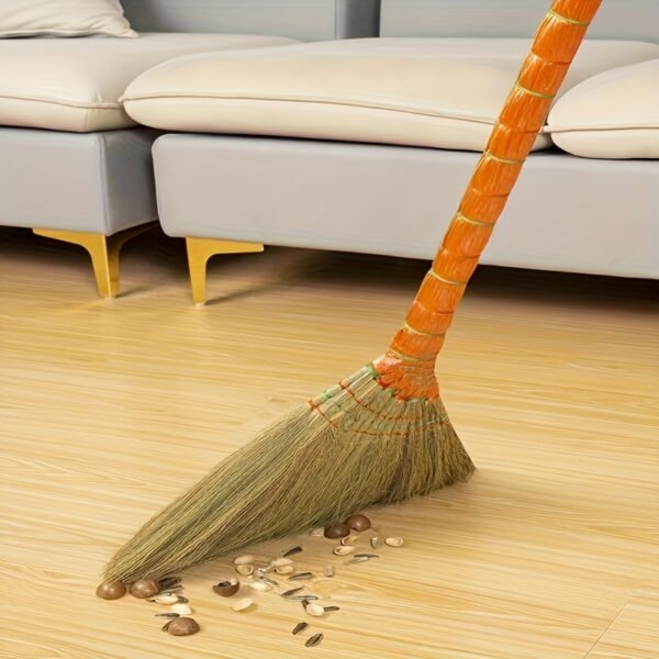 1pc Long Handle Green Grass Handmade Broom