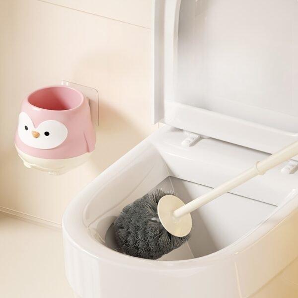 Cute Penguin Toilet Brush with Vertical Base and Long Handle