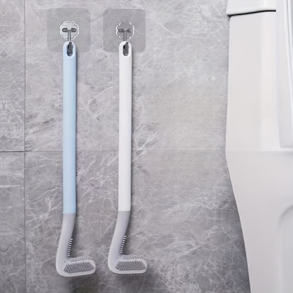 Silicone Toilet Brush with Holder Wall-Mounted Long Handle