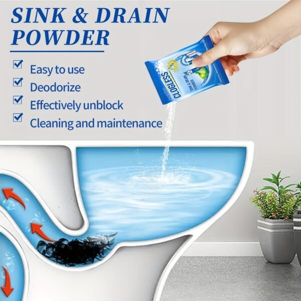 PowerFlow Drain Unclogging Powder Strong Pipe & Sink Blockage Remover