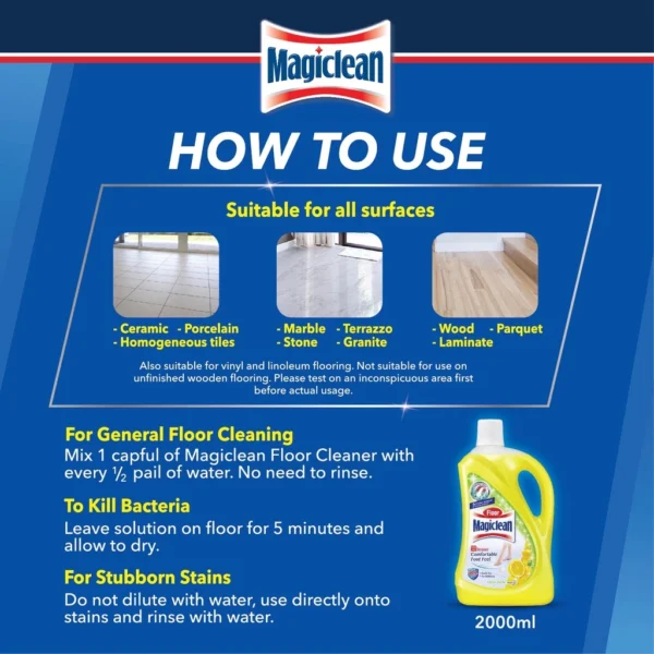 MR MUSCLE FLOOR CLEANER 2L LEMON Stain Remover Pencuci Lantai