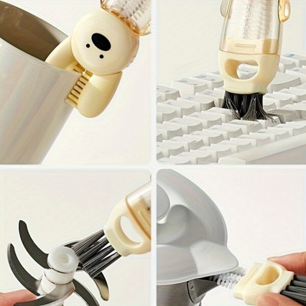 Cute Bear Multi-Function Cleaning Brush 4 Detachable Heads Cup Cleaner (1PC)