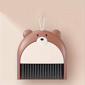 Cute Bear Mini Broom and Dustpan Set with Keyboard Cleaning Brush