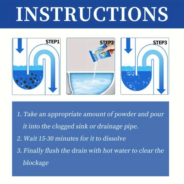 PowerFlow Drain Unclogging Powder Strong Pipe & Sink Blockage Remover