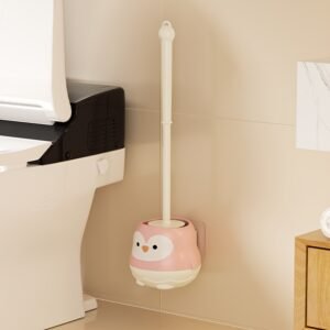 Cute Penguin Toilet Brush with Vertical Base and Long Handle