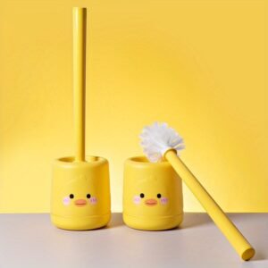 1pc Yellow Duck Plastic Toilet Brush with Soft Bristles