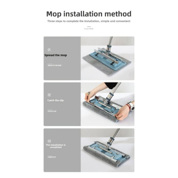 Stainless Steel Heavy-Duty Mop with Adjustable Absorbent Replacement Cloth 